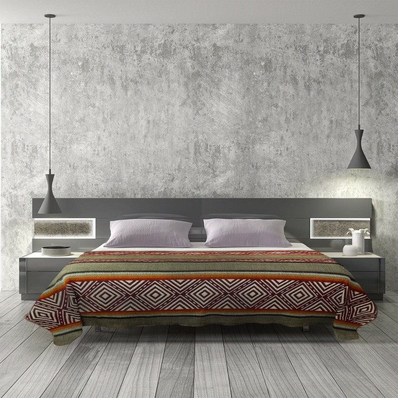 EXTRA LARGE SOFT & WARM ALPACA WOOL BLANKET 79x90" AZTEC PATTERN GRAY gallery