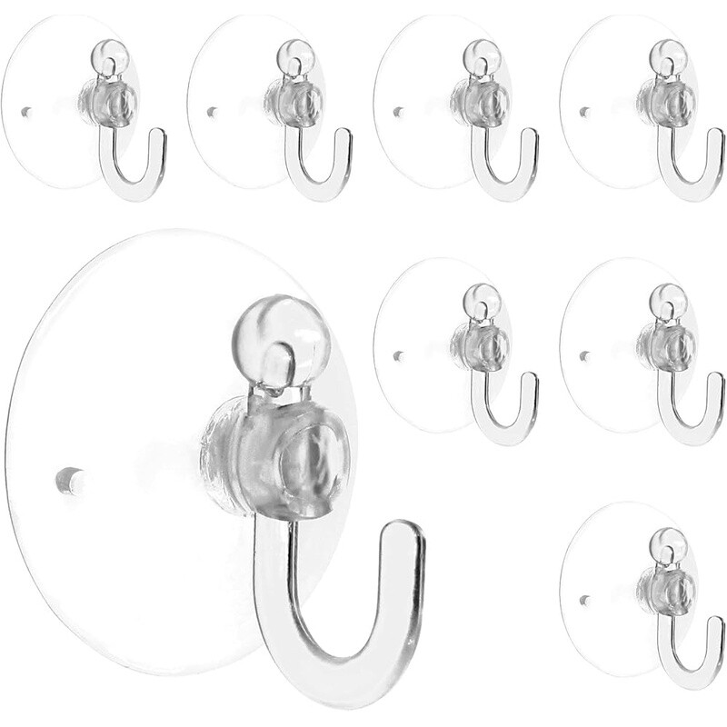 20Pcs Clear Suction Cup Hooks Strong Plastic Hangers Wall Bathroom Shower New gallery