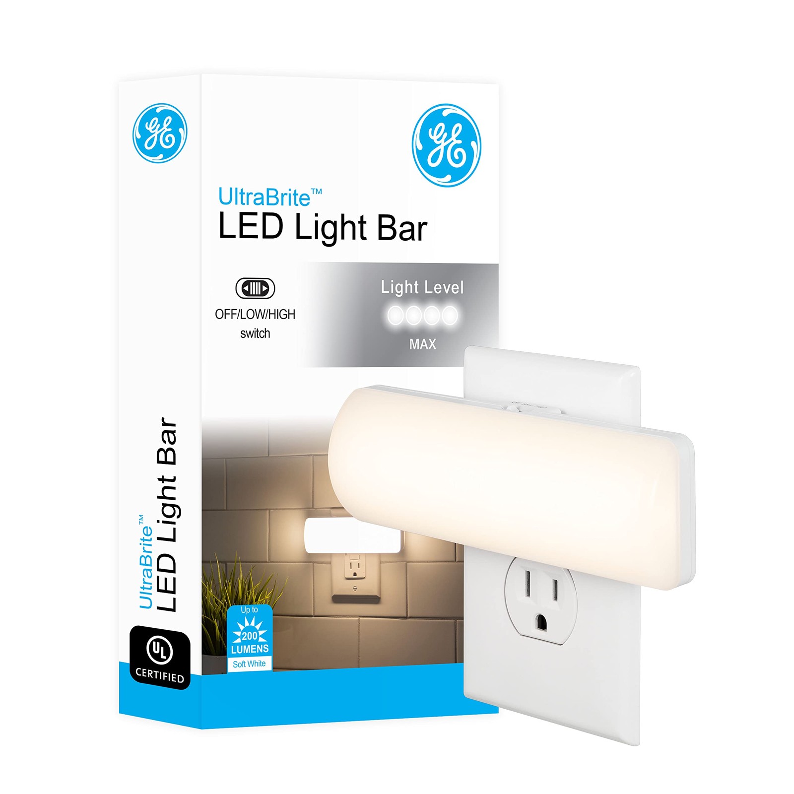 GE Ultrabrite LED Light Bar, 200 Lumens, High/Low/Off Switch, Plug-in, Night gallery