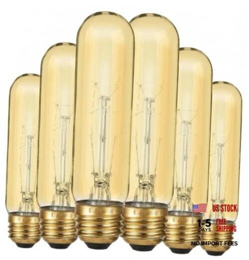 Edison Light Bulbs,120V, E26 5 In (6 Pack) 40w Ultra Warm White - Amber Glass gallery