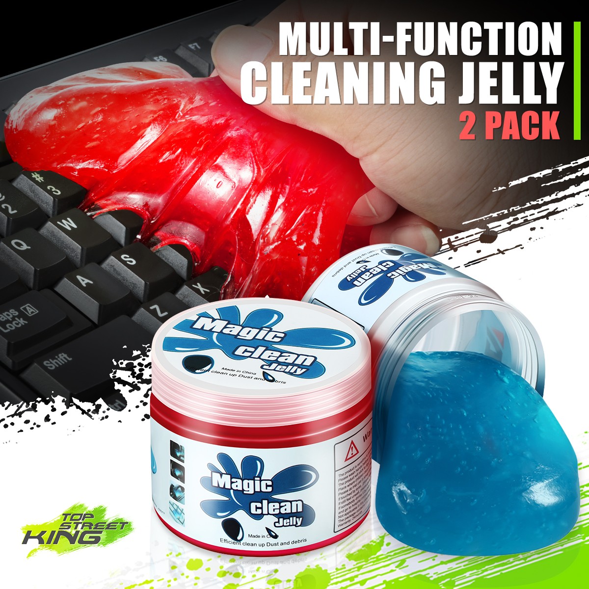 DNA Motoring 2 x Universal Car Keyboard Dust Sticky Cleaning Gel Jelly Blue+Red gallery