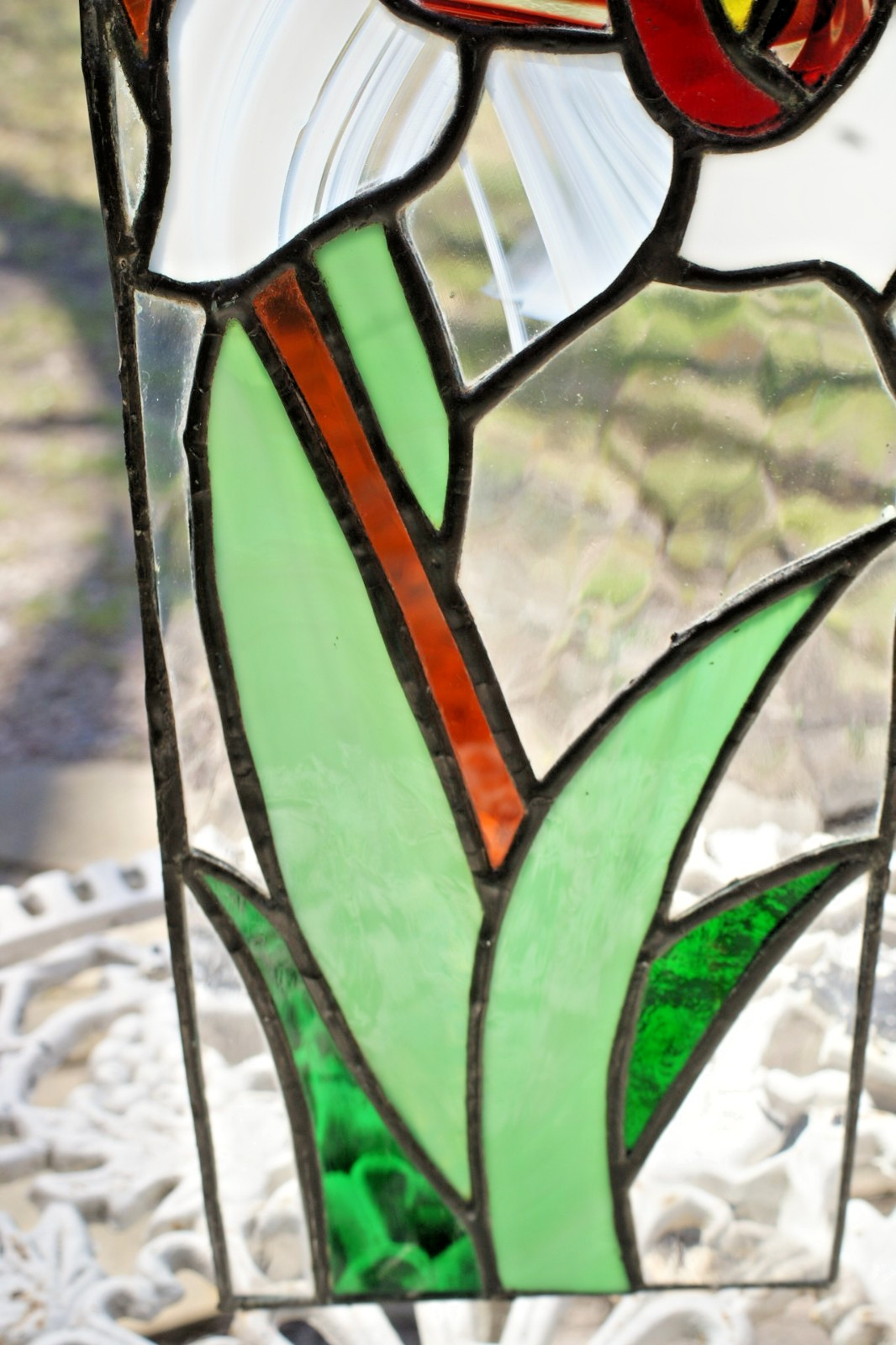 SG37 - Handcrafted Stained Glass Panel Flower, Daffodil, 15X5 in. gallery