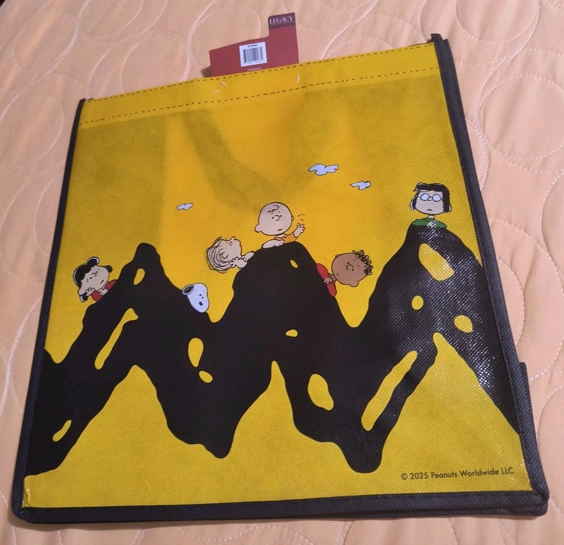Peanuts Snoopy Charlie Brown Reusable Black Large Shopping Tote Bag with Handle gallery