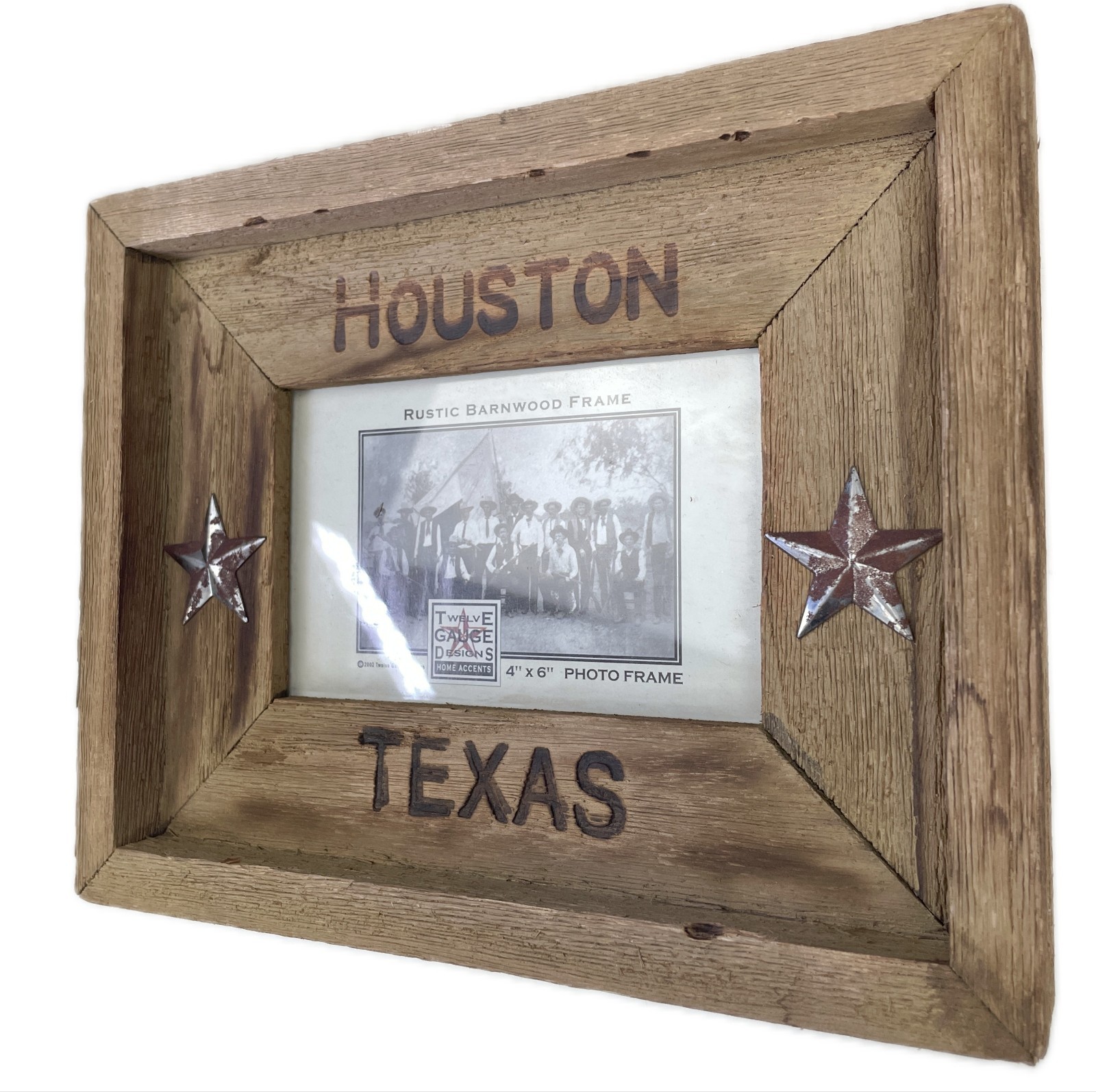 Houston Texas Picture Frame Rustic Barnwood Frame Vtg 2002 TX Photo Pic gallery