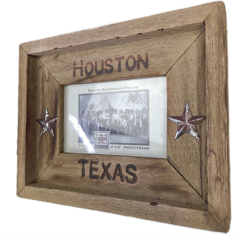 Houston Texas Picture Frame Rustic Barnwood Frame Vtg 2002 TX Photo Pic gallery