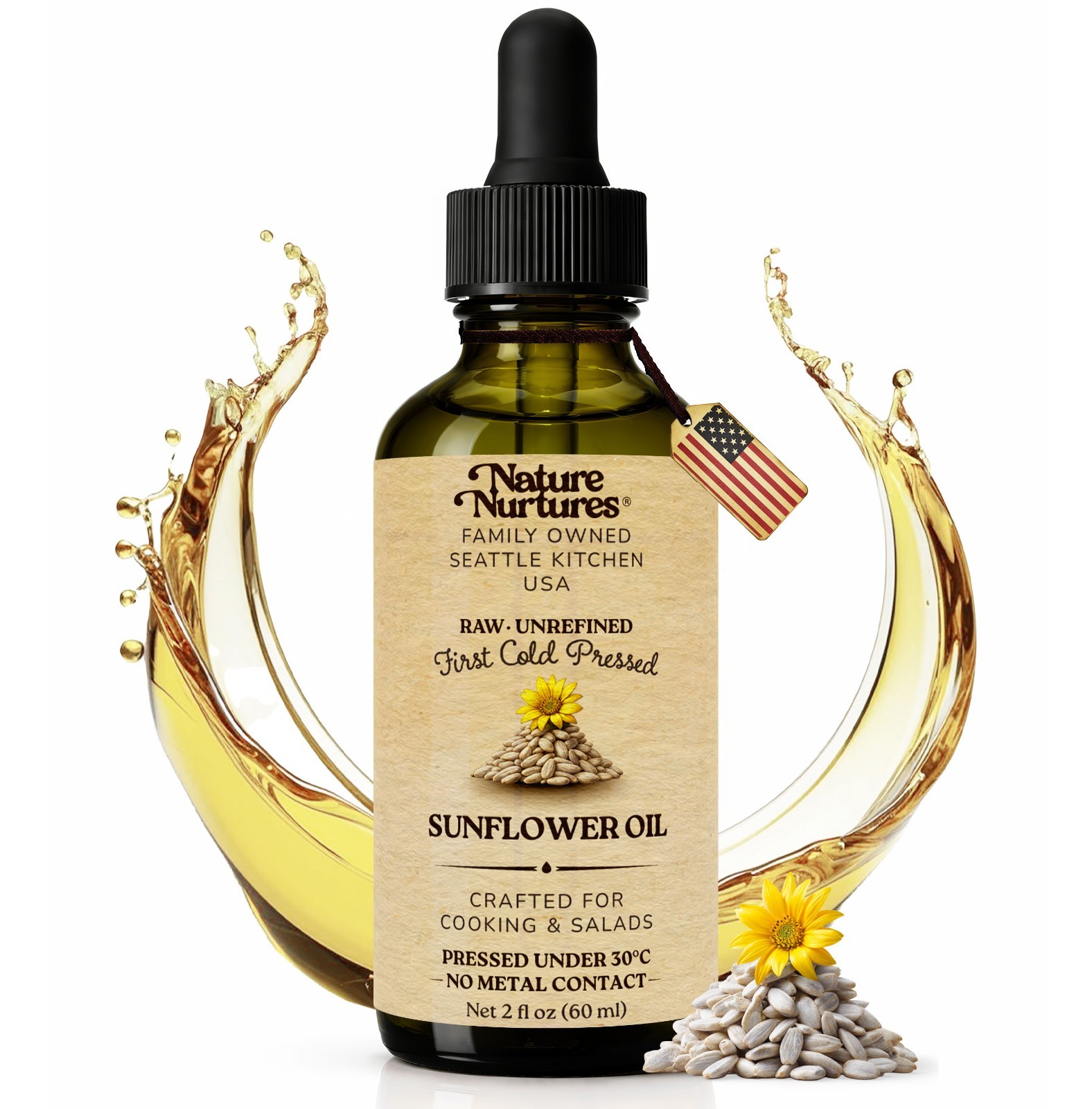 Sunflower Oil for Cooking Raw Unrefined First Cold-Pressed Below 30C Made in USA gallery
