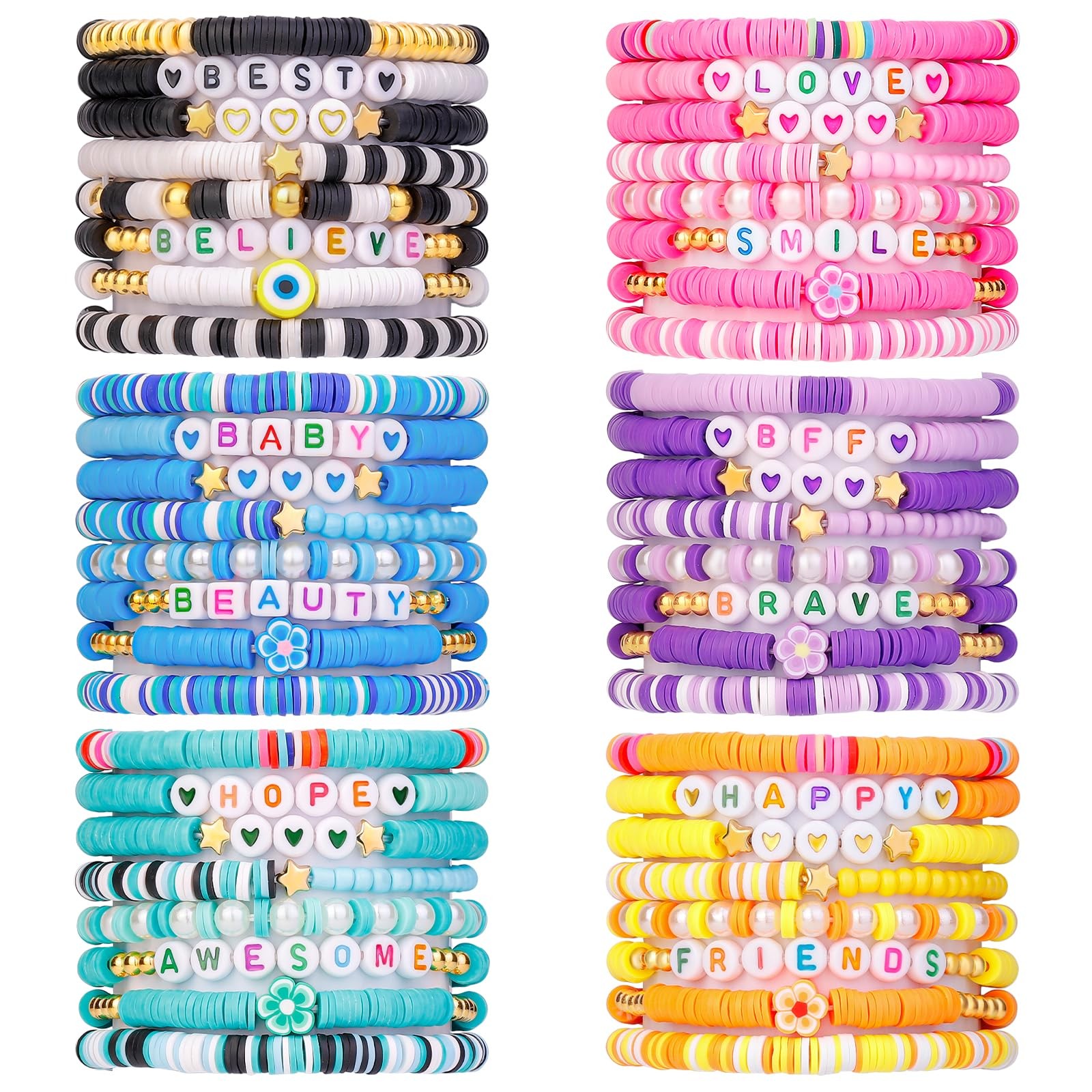48 Pcs 6 Set Preppy Jewelry Bracelets Friendship Beaded Bracelets for Clay Be... gallery