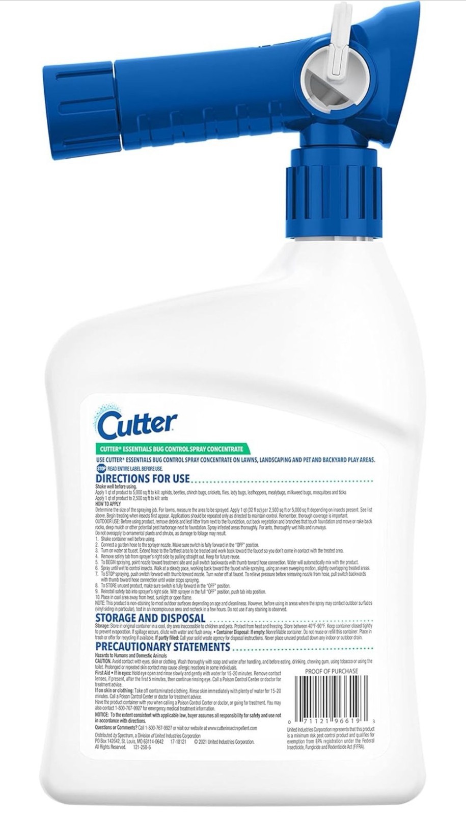 Cutter Essentials Bug Control Spray Concentrate, Covers Up to 5,000 Sq Ft, 32 Oz gallery