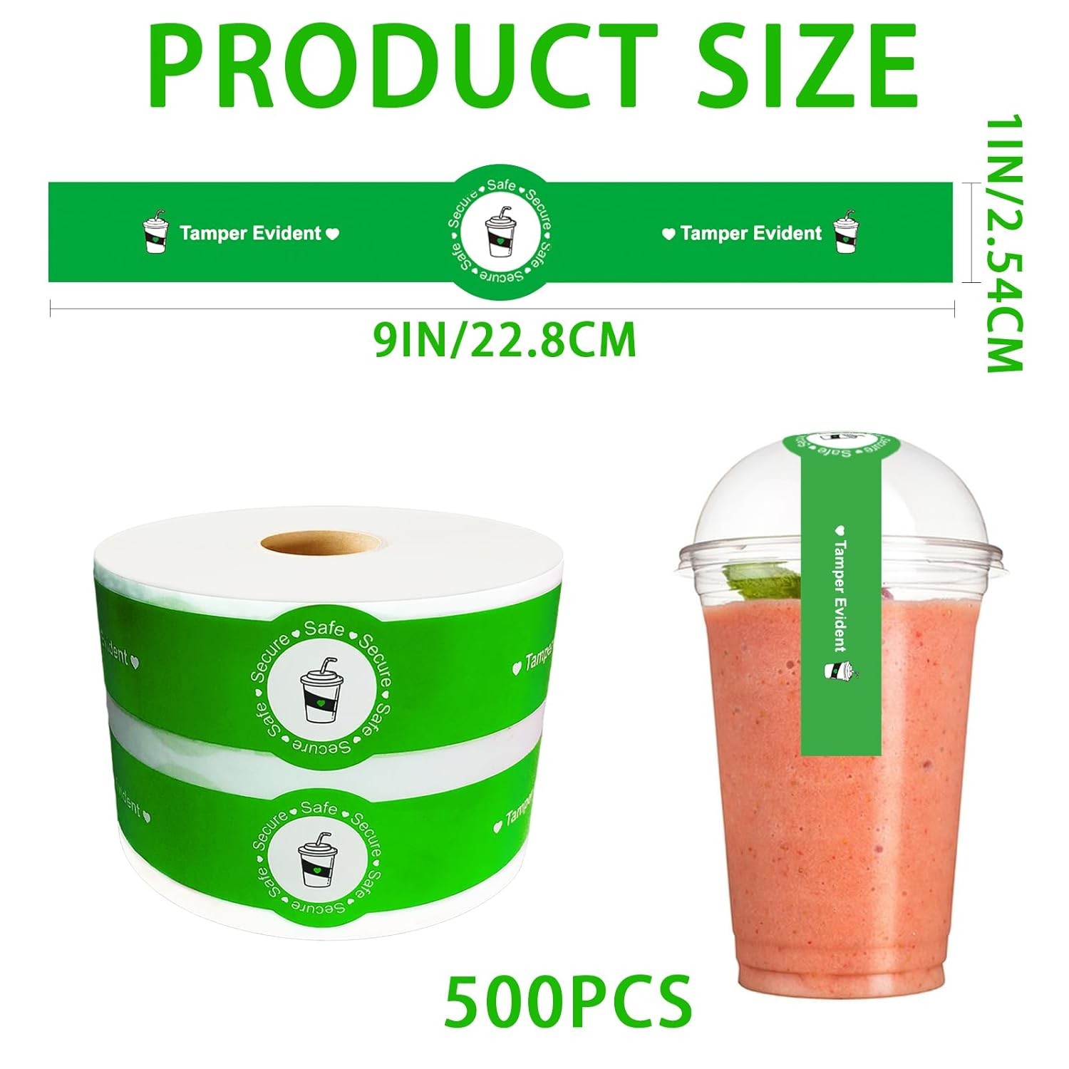 Tamper Evident Seals Stickers for Drink Lids 1.25" x 9" Food Delivery gallery