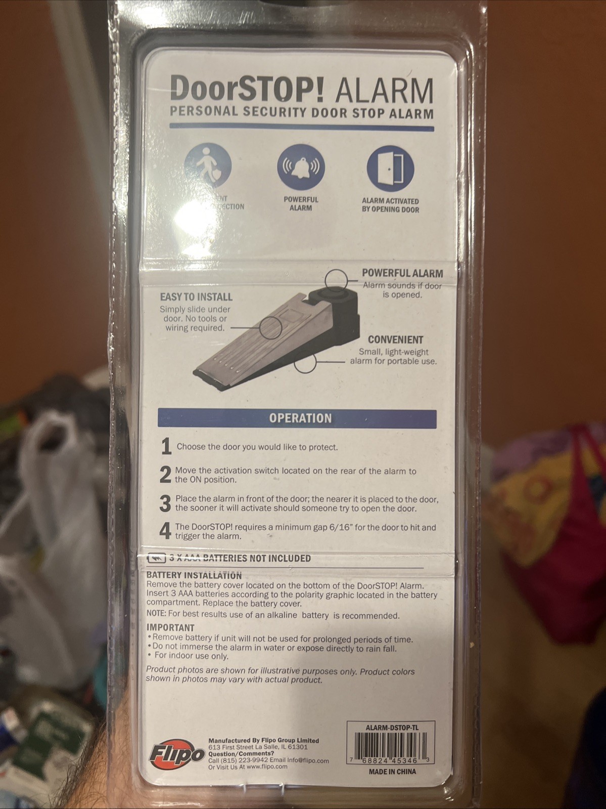 Flipo Security Door STOP! Alarm Personal Security 95dB Battery Operated Portable gallery