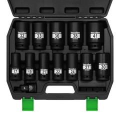 3/4″ Drive Deep 6Point Impact Socket Set, 13Piece Jumbo Assortment, CrMo, Met…
