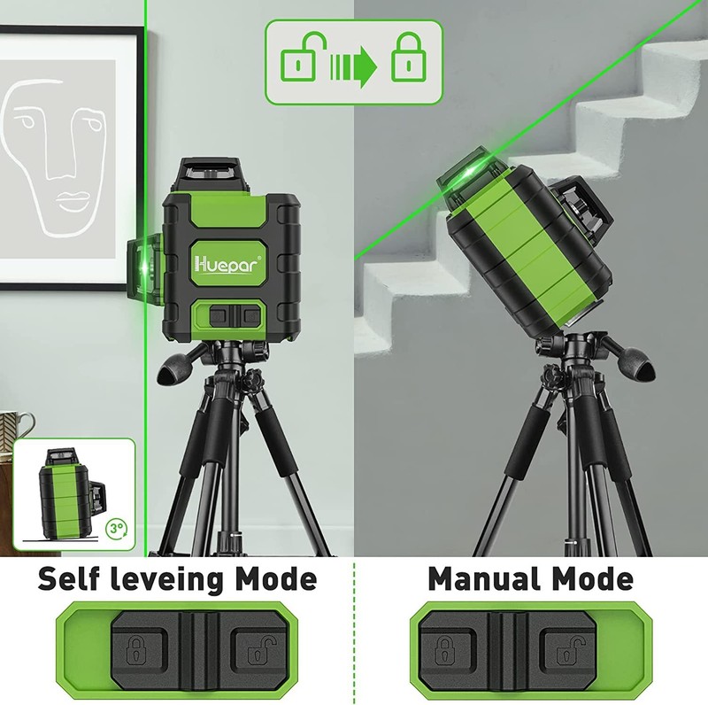 3D Self-Leveling Cross Line Laser Level 45M Three-Plane Leveling Tool HM03CG gallery