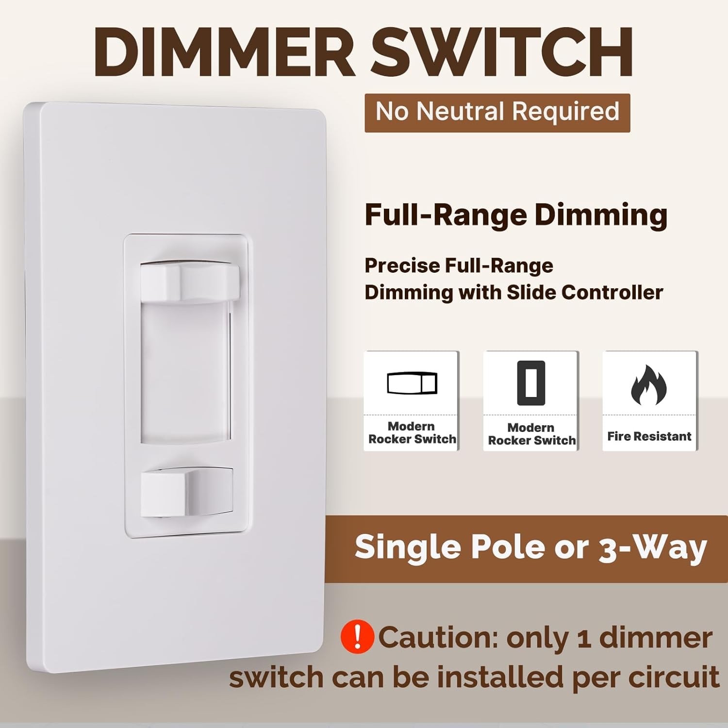 4 Pack MOES 3 Way & Single Pole Dimmer Light Switches 600Watt Max, ON/Off Switch gallery