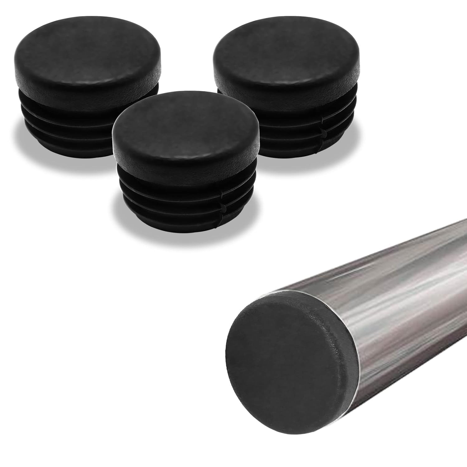 12 Pcs 1 Inch round Plastic Hole Plug, Black Tubing End Cap Table Chair Legs Tub gallery