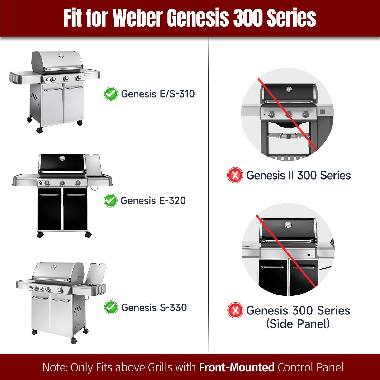 5xP 17.5" Front-Control Flavorizer Bars for Weber Genesis 300 Durable Easy-Clean gallery