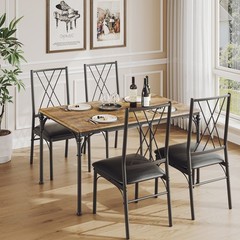 5-Piece Space-Saving Dining Table Set Rectangular Wood Dinette Set with 4 Chairs