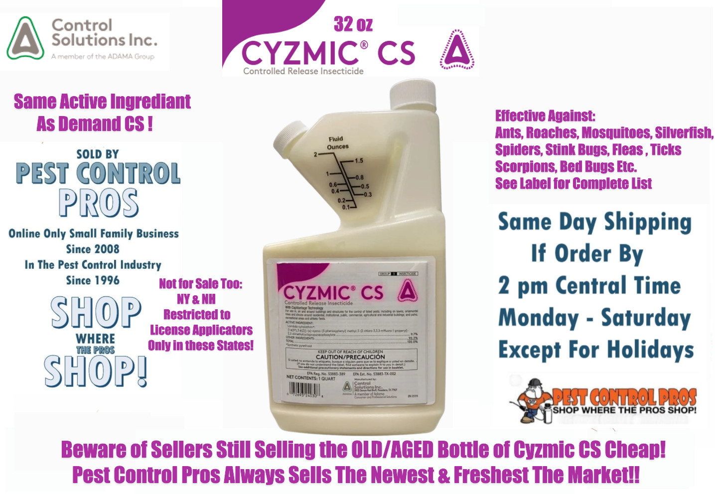32 oz Cyzmic CS Multi Use Pest Insecticide Insect Control Generic Demand gallery