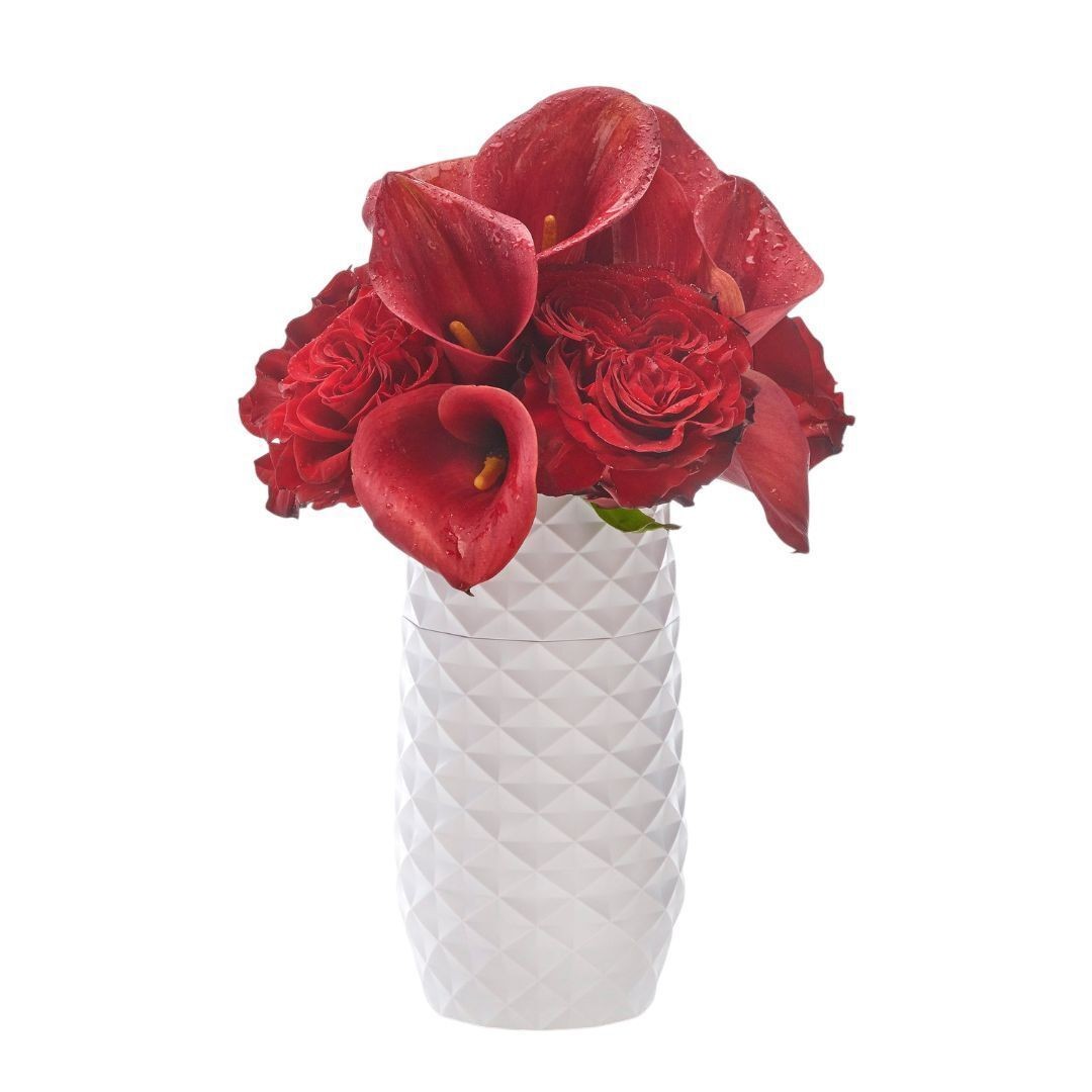 Amaranth Diamond Pattern 7.5 Inch Vase Durable Construction (White) gallery