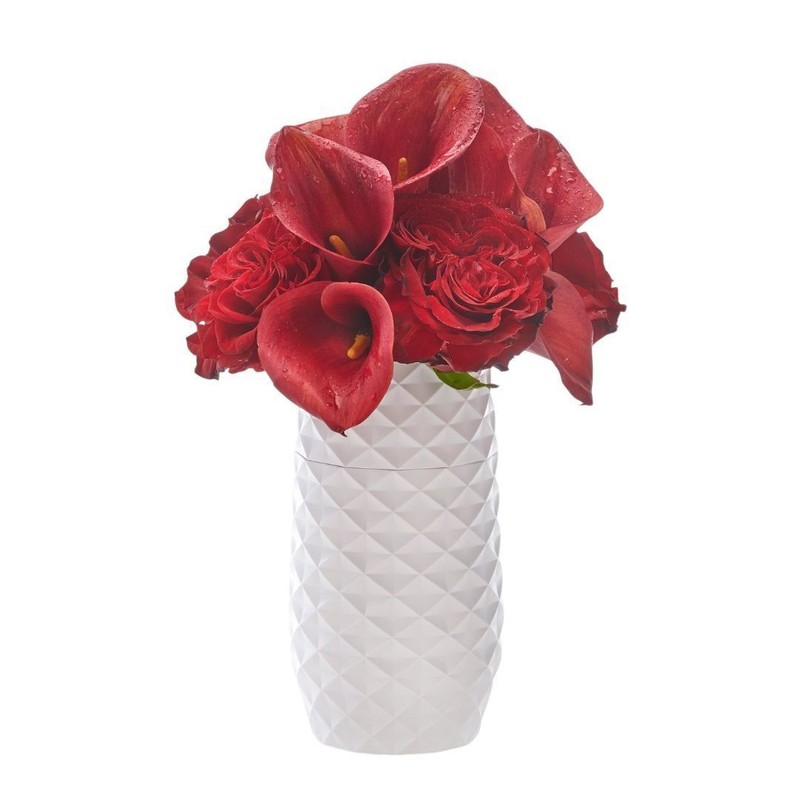 Amaranth Diamond Pattern 7.5 Inch Vase Durable Construction (White) gallery