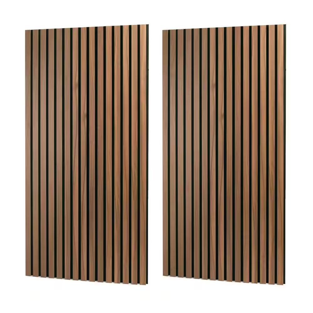 0. 01In. T X 23. 6Ft. X 47. 2Ft. Walnut Wood Finish 3D Fluted Sound Absorbing Pa gallery