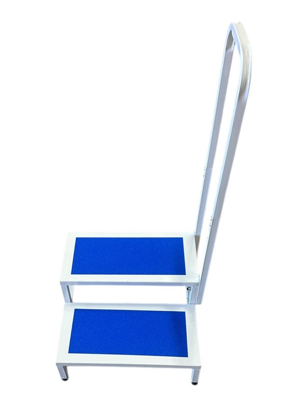 Double Step Stool with Handrail Heavy Duty Non Slip Bath Step Bedroom Blue NEW gallery
