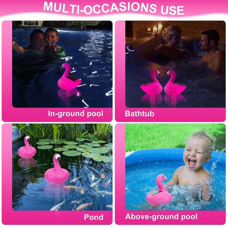 Floating Solar Flamingo Pool Thermometer Light Waterproof 140°F gallery