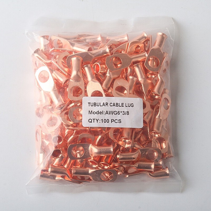 8-4/0 Bare Copper Lugs Ring Terminals Battery Wire Welding Cable Connectors AWG gallery