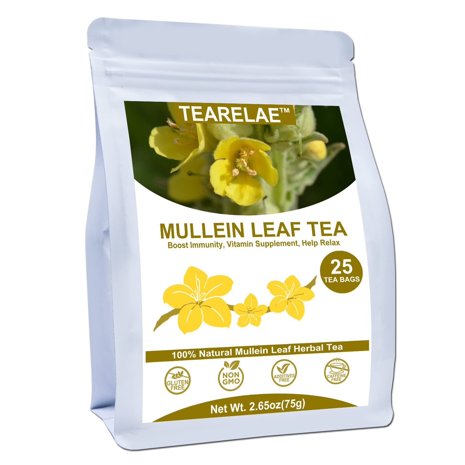 TEARELAE - Mullein Tea Bags For Lungs - 2.65 oz/75g 3g X 25 Bags - 100% Pure ... gallery