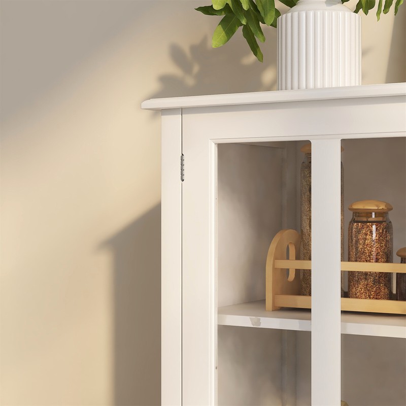 Storage Cabinet Sideboard Kitchen Cabinet with Glass Doors and Bell Handle gallery