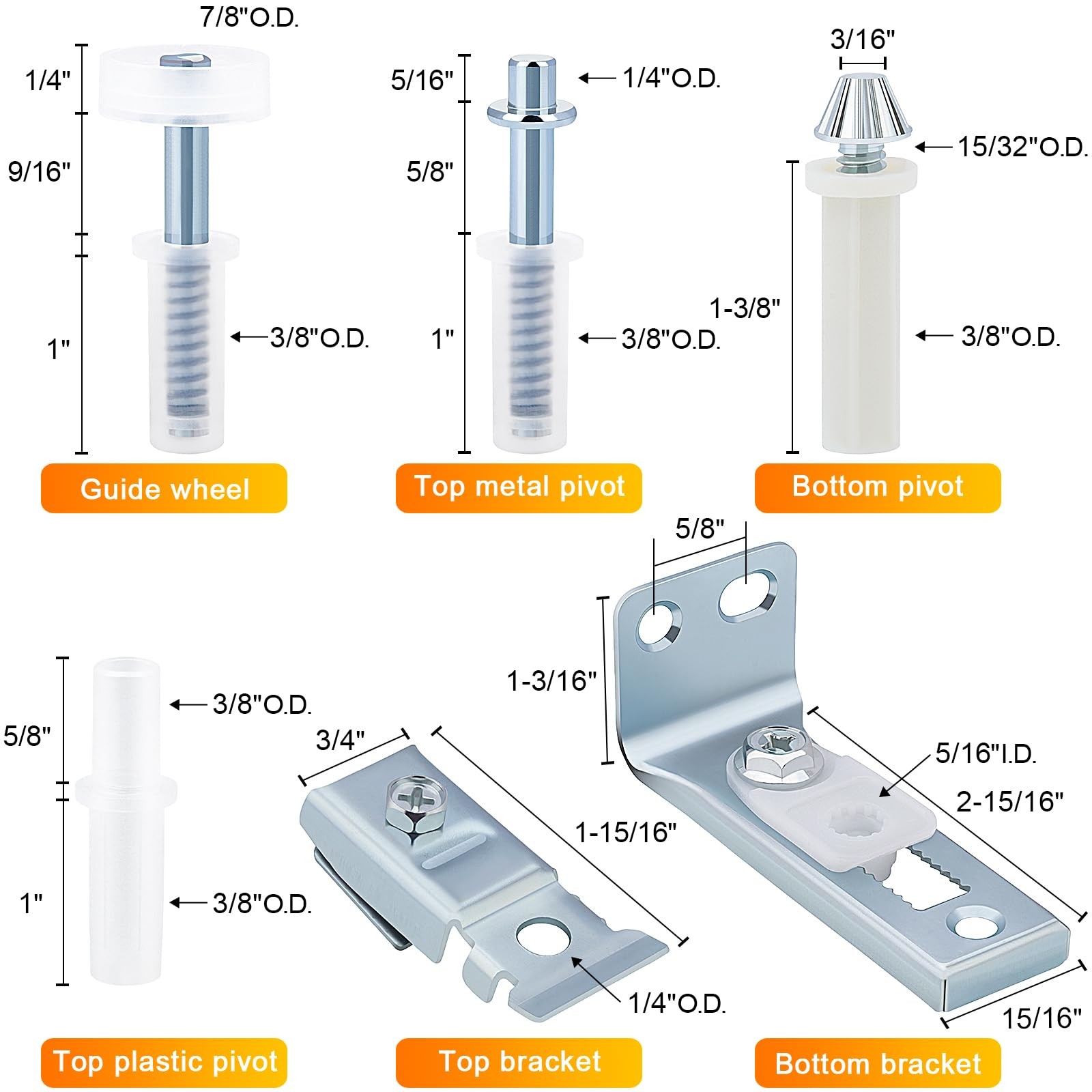 1 Set Bifold Door Hardware Repair Kit - Includes Top and Bottom Brackets, Piv... gallery