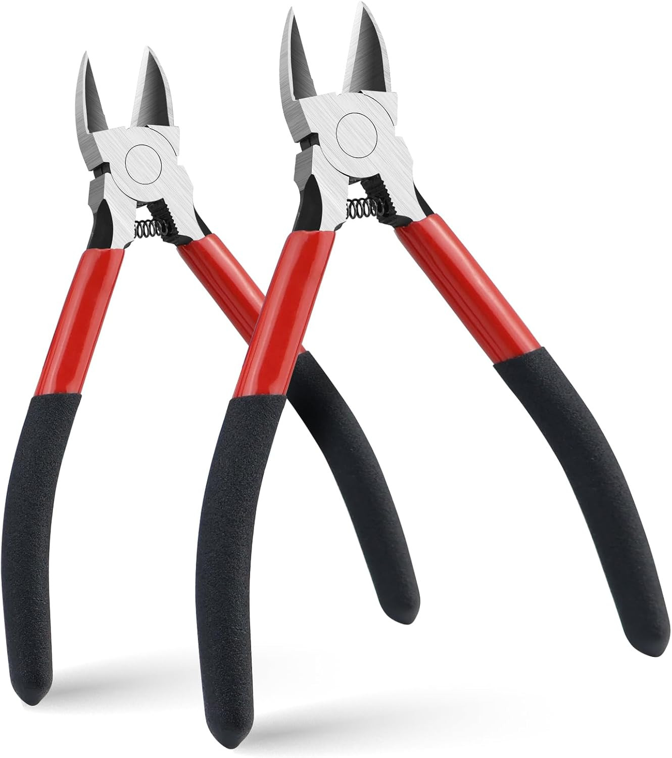 2PCS Wire Cutters Set 5" & 6" Flush Diagonal Pliers Spring Loaded High Carbon gallery