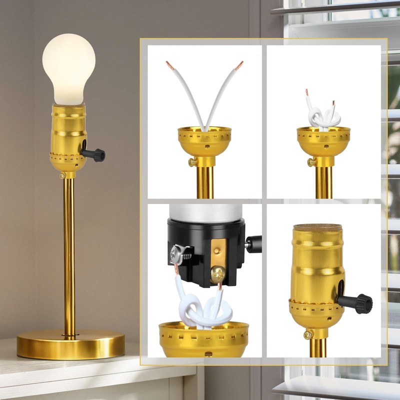 2-Way Lamp Socket Replacement, E26 Base Listed, Turn Knob Gold gallery
