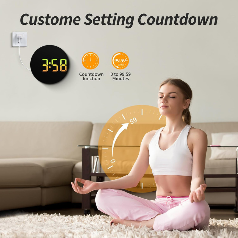 Led Digital Wall Clock with Timer, Seconds, Temperature, Date, DST, Nightlight, gallery