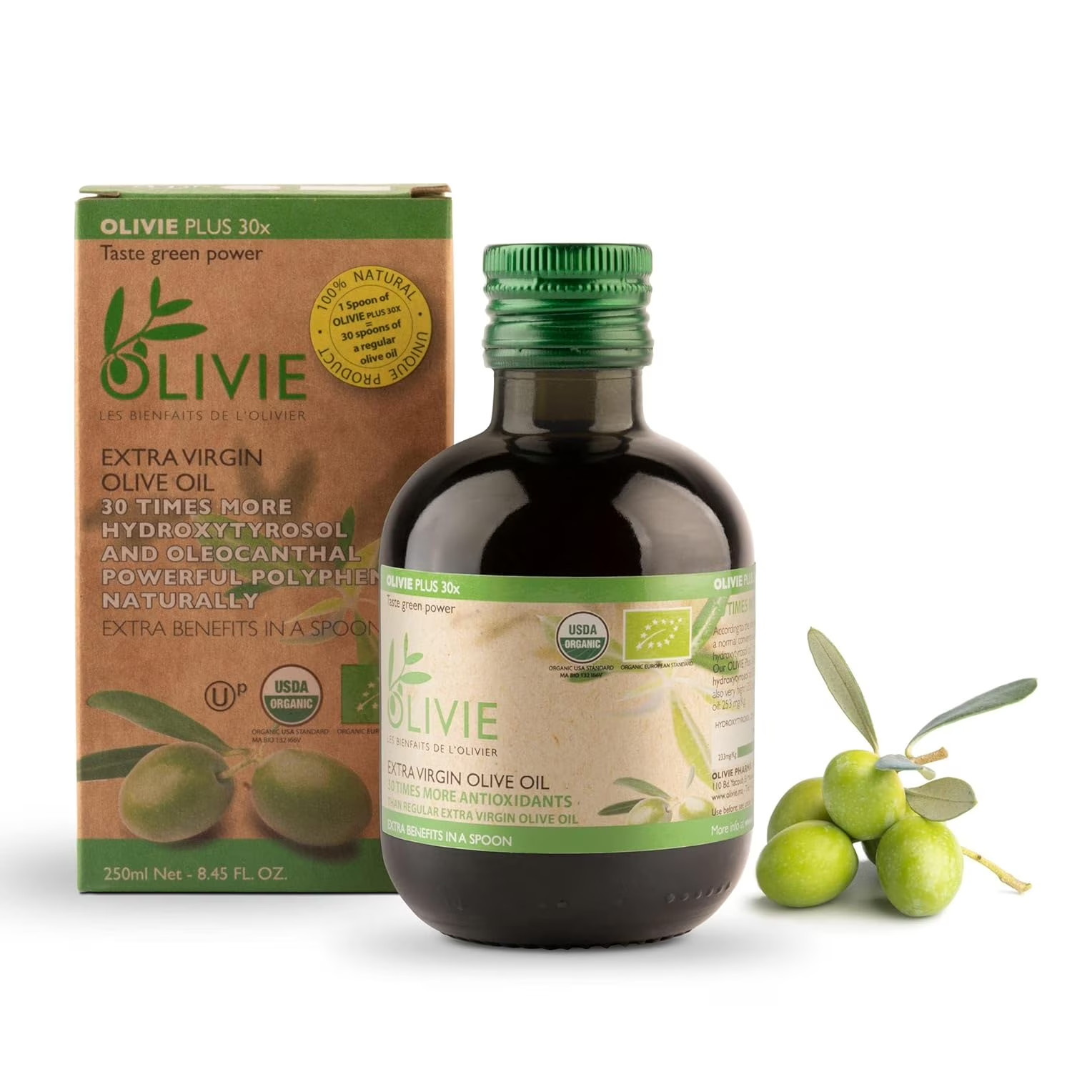 Organic High Polyphenol Rich Extra Virgin Olive Oil OLIVIE PLUS 30X | 250 ml gallery
