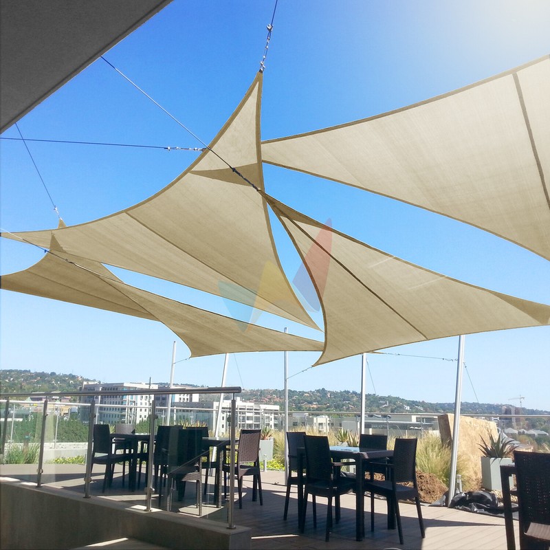 28/29/30FT Sand Equilateral Triangle Outdoor Steel Cable Sun Shade Sail 260GSM gallery