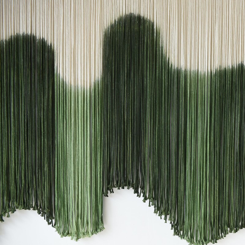 IOWER Large Macrame Wall Hanging Boho Art Green Fiber 39"L x 57"W, gallery