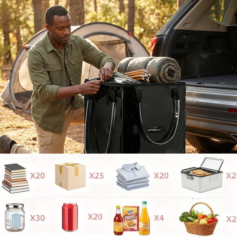 Reusable Grocery Bag on Wheels, Extended Handle Zipper Cover Foldable Rolling... gallery