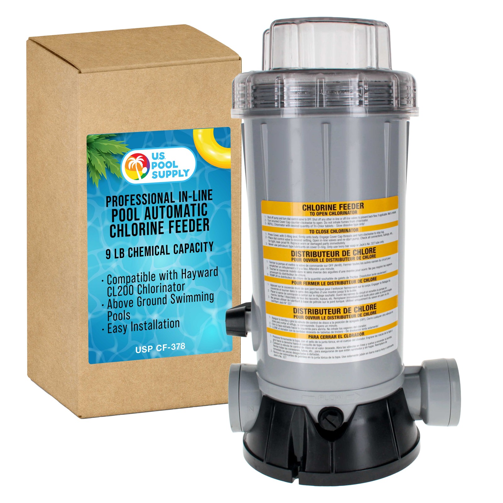 Professional In-Line Pool Automatic Chlorine Feeder - 9 lb Chemical Capacity gallery