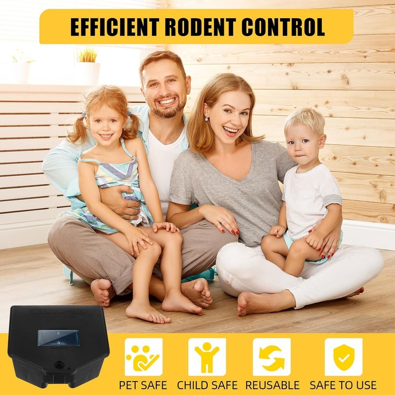 4 Pack Mouse Rat Bait Boxes w/ Lock Key Winter Pest Control for Home Garage Barn gallery