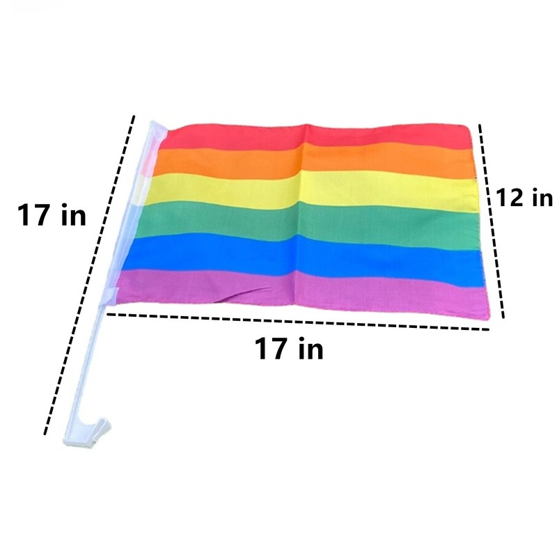 48 Pack Lot 12x17 Pride Flags Car Window Clip On Fan Banners Car Flag LGBTQ+ gallery