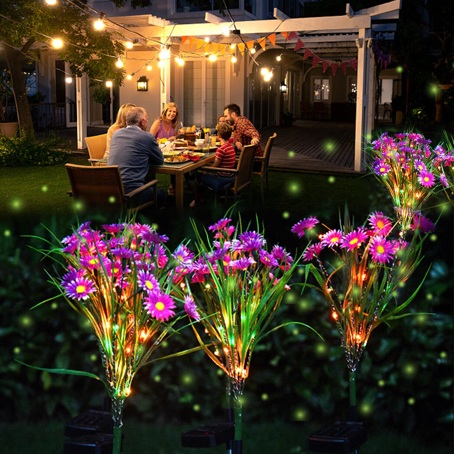 Solar Garden Lights LED Flower Stake Lamp Outdoor Yard Waterproof Patio Decor gallery