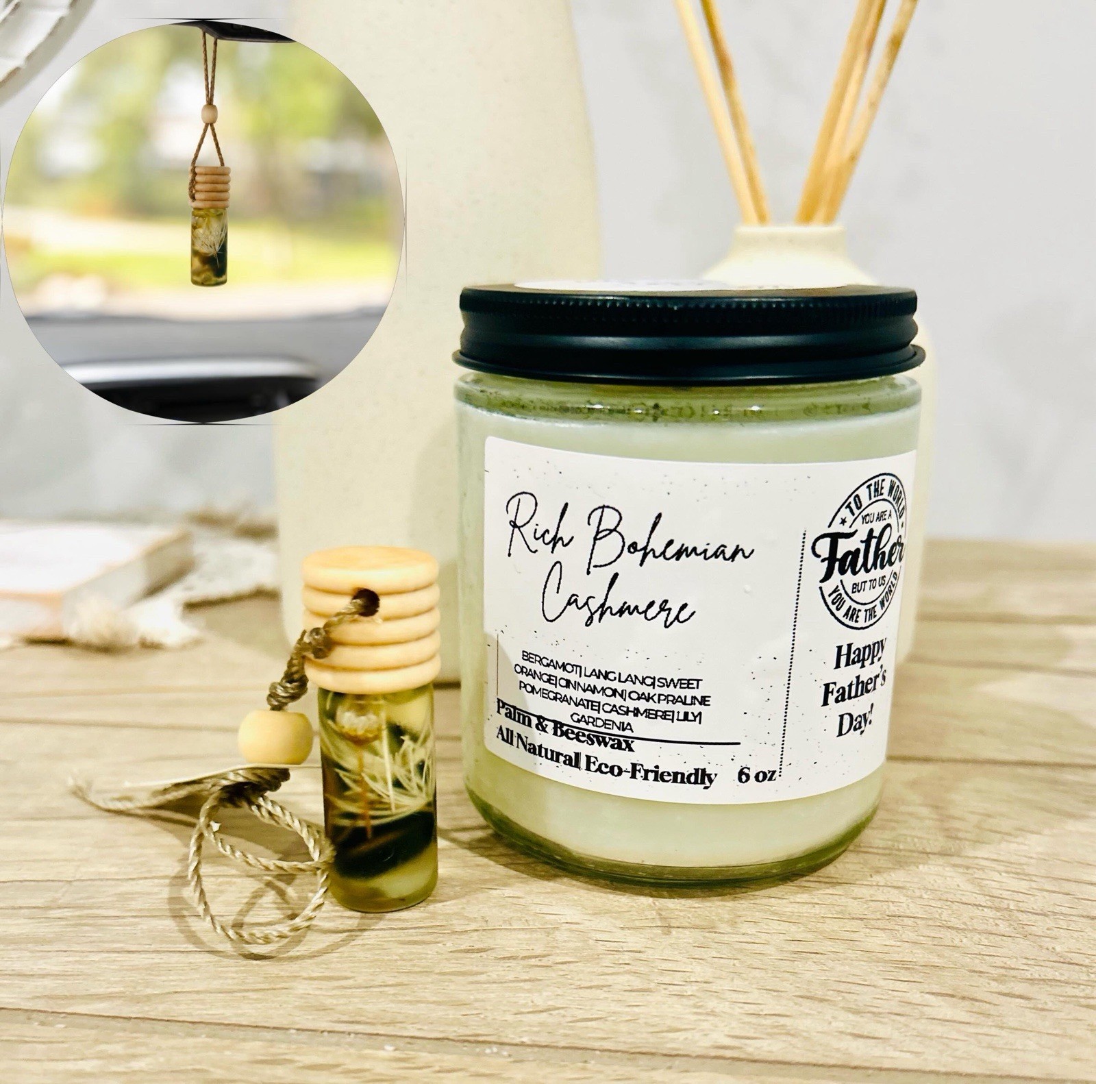 Rich Bohemian Cashmere-Aromatherapy Candle. 6 Oz | Palm|Beeswax gallery