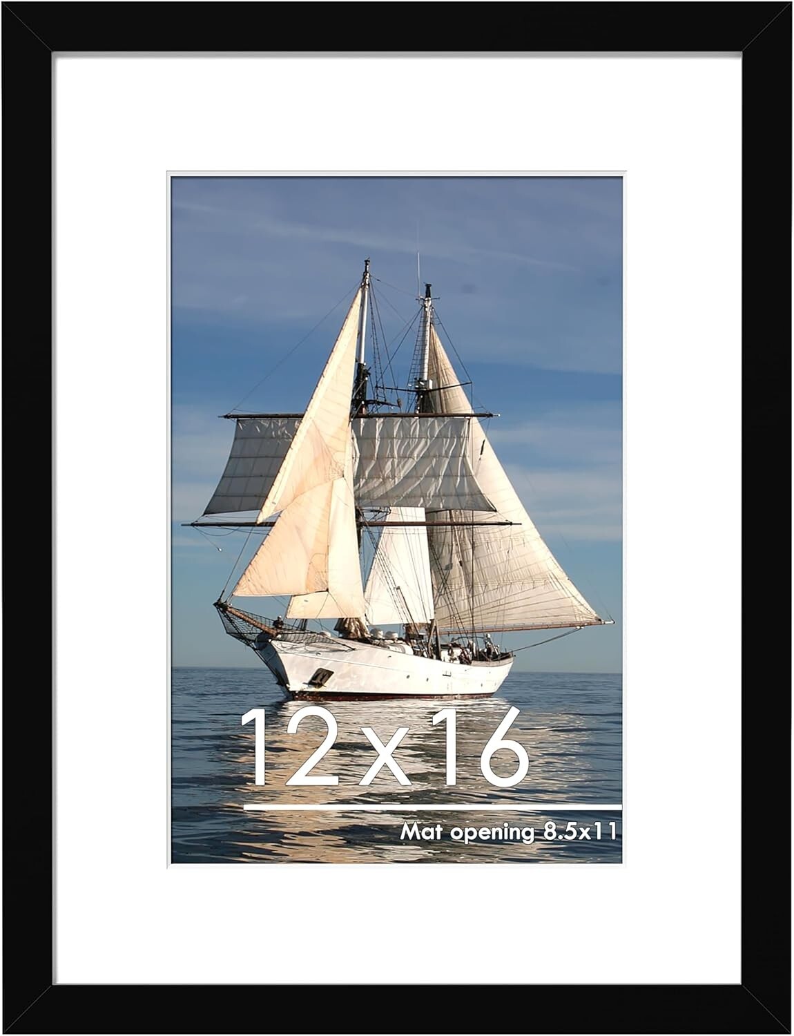 12x16 Picture Frame Black, Display Pictures 8.5x11 with Mat or 12x16 Without Mat gallery
