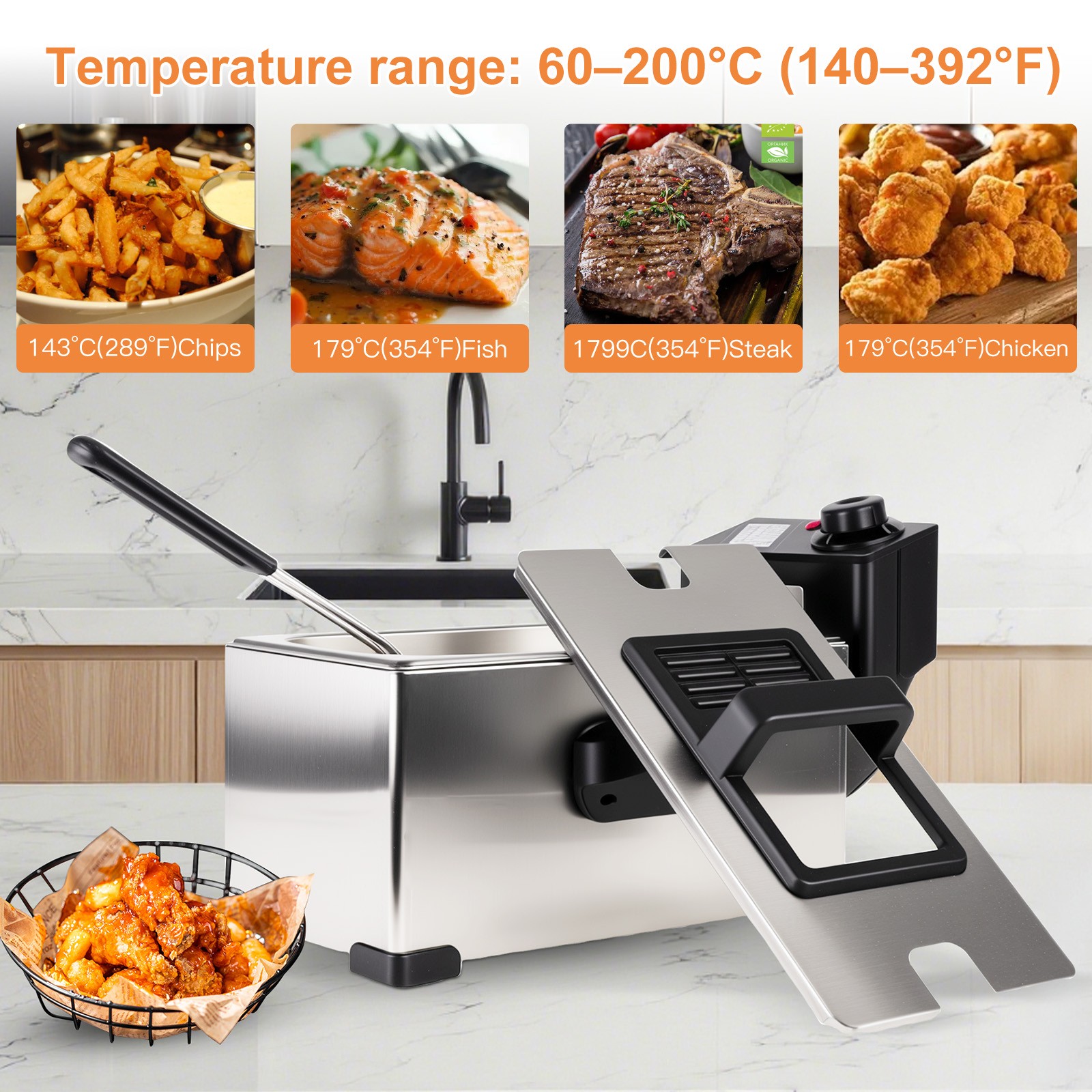2500W 3L Commercial Electric Deep Fryer Restaurant Stainless Steel Home Family gallery