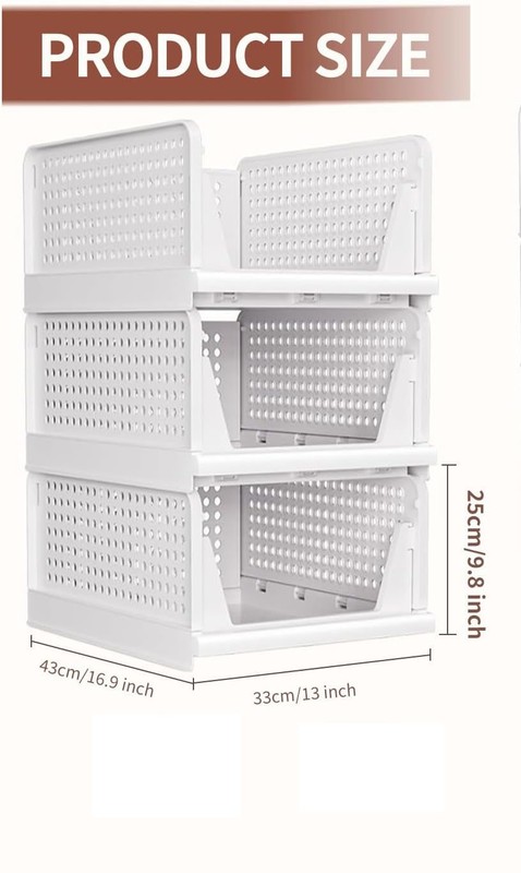 3-Piece Stackable Closet Organizer, Folding Closet Container, Storage Basket gallery