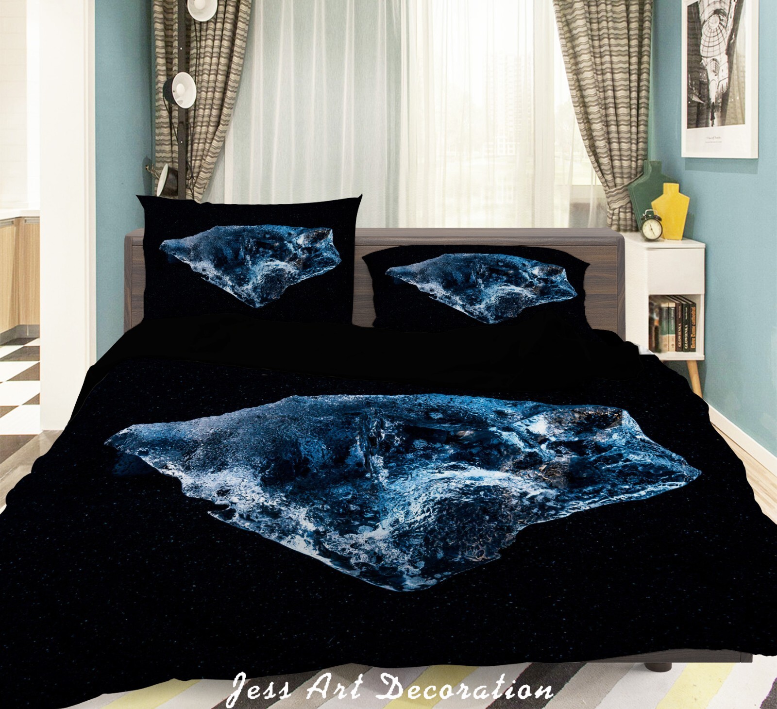 3D Ice Geometric Black Background Quilt Cover Set Bedding Sets Pillowcases 64 gallery