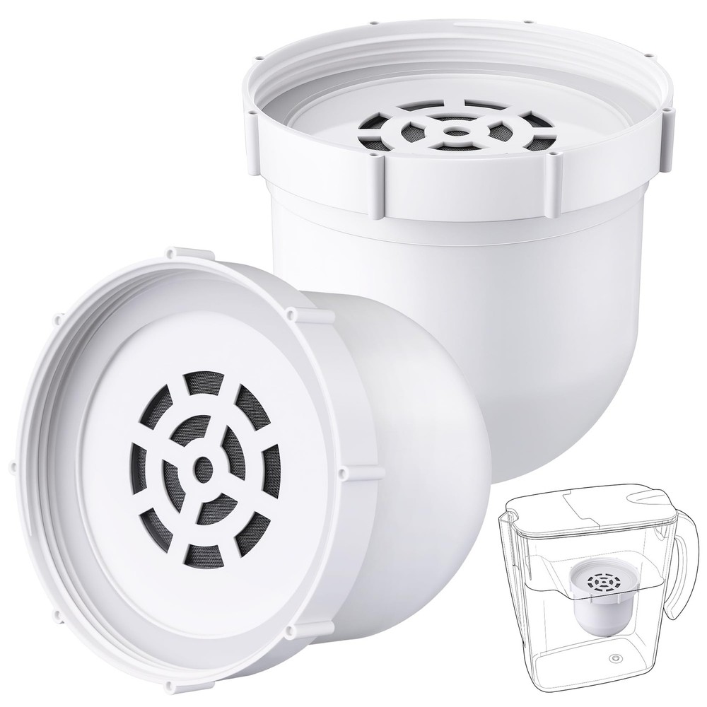2 Pack Upgraded Water Pitcher Filter with Clearly Filtered No. 1 Filtered Wat...