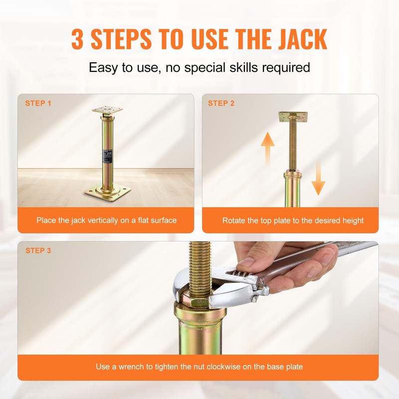 VEVOR 4PCS Adjustable Floor Jack Post House Floor Leveling Lift 11.6"-16" Height gallery