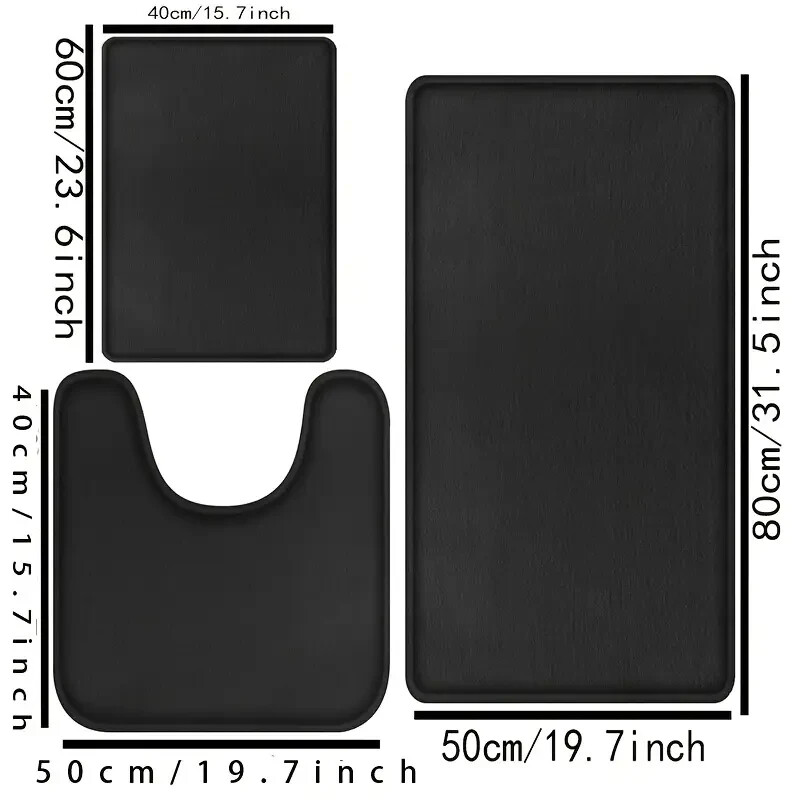 3 PCs Bathroom Rug Memory Foam Bath Mat Set Small Large and Contour Bath Mat Rug gallery