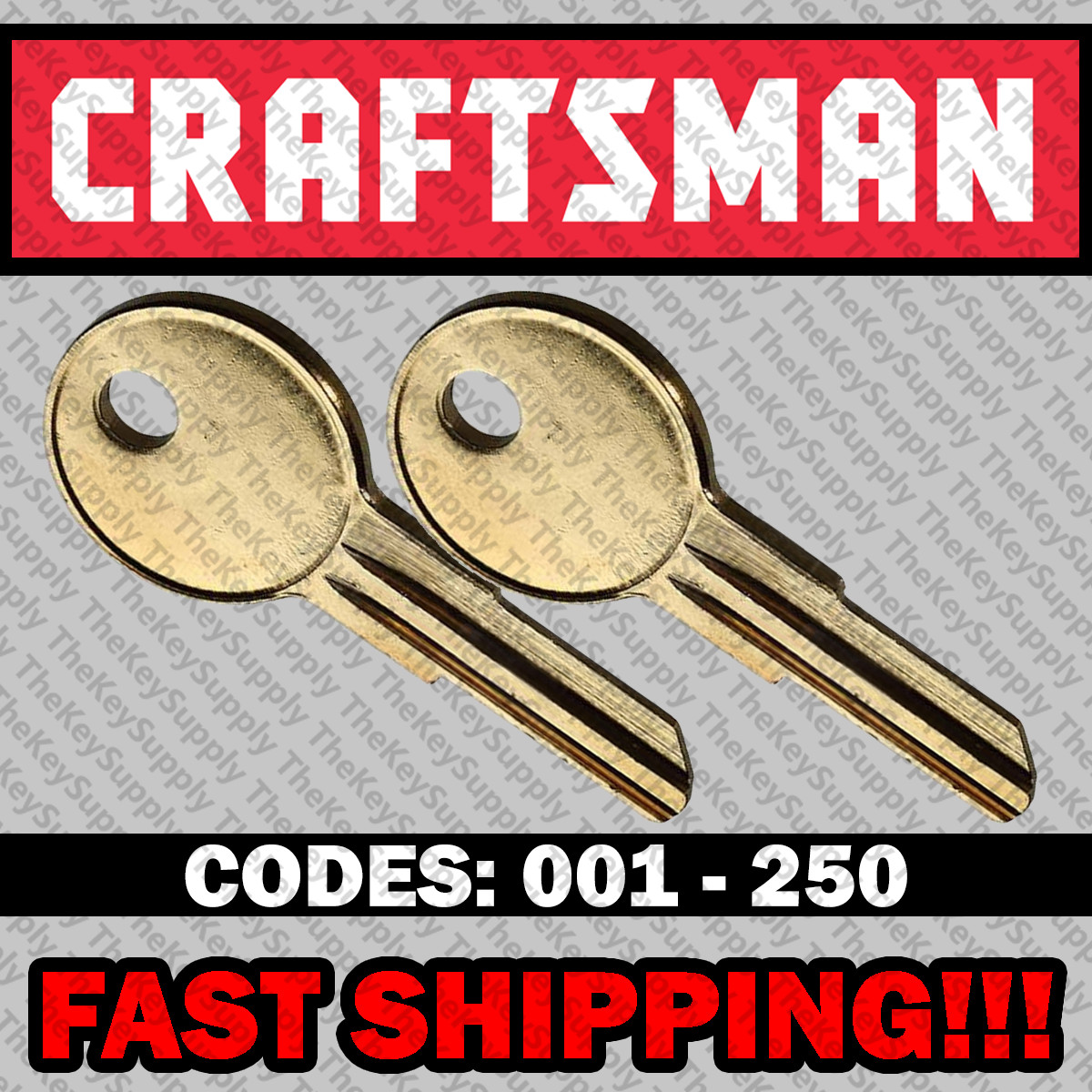 ( 2 ) Two Craftsman tool box keys / Select your key code / Series 001-250 gallery